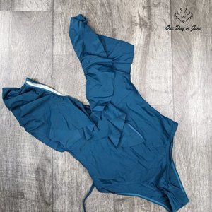 Eomenie Deep V Ruffle One Piece Swimsuit